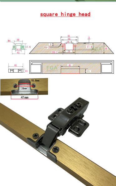 Square hinge head