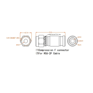 工厂供应RG6压缩F型连接器，用于射频应用 - Product Image 3