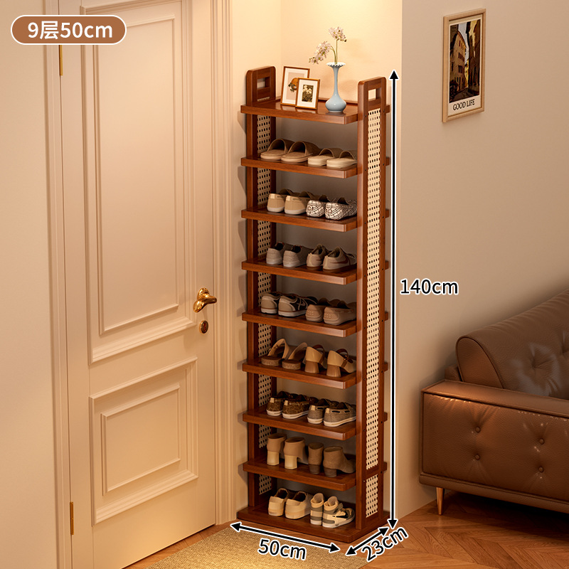 Simple brown shoe rack, nine tiers, 50cm long