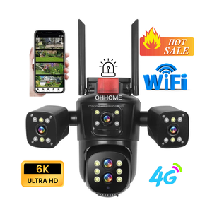 กล้อง20MP 4หน้าจอแบบพาโนรามา6K HD ไร้สาย Wi-Fi กล้องติดตามการมองเห็นในเวลากลางคืนแบบพาโนรามาเซ็นเซอร์เซ็นเซอร์ CMOS จอภาพเก็บข้อมูลไว้บนคลาวด์กล้องซูม10X PTZ - Product Image 1