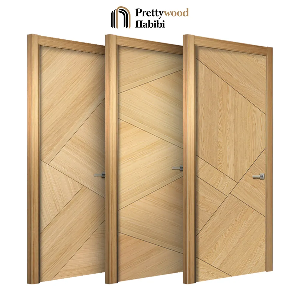 Design geometrico in legno carino porta interna moderna in legno massiccio impermeabile Prehung casa americana impiallacciatura camera da letto porta del bagno