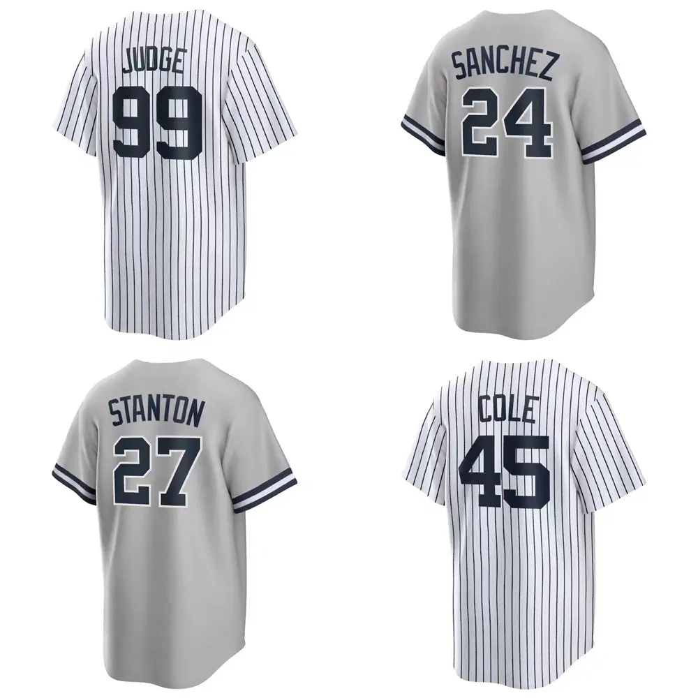 Jersey de Baseball Yankee pour hommes, New York City #2, Derek Jeter #99, justice #45, Cole, bon marché, blanc, cousu, uniforme de base-ball de haute qualité