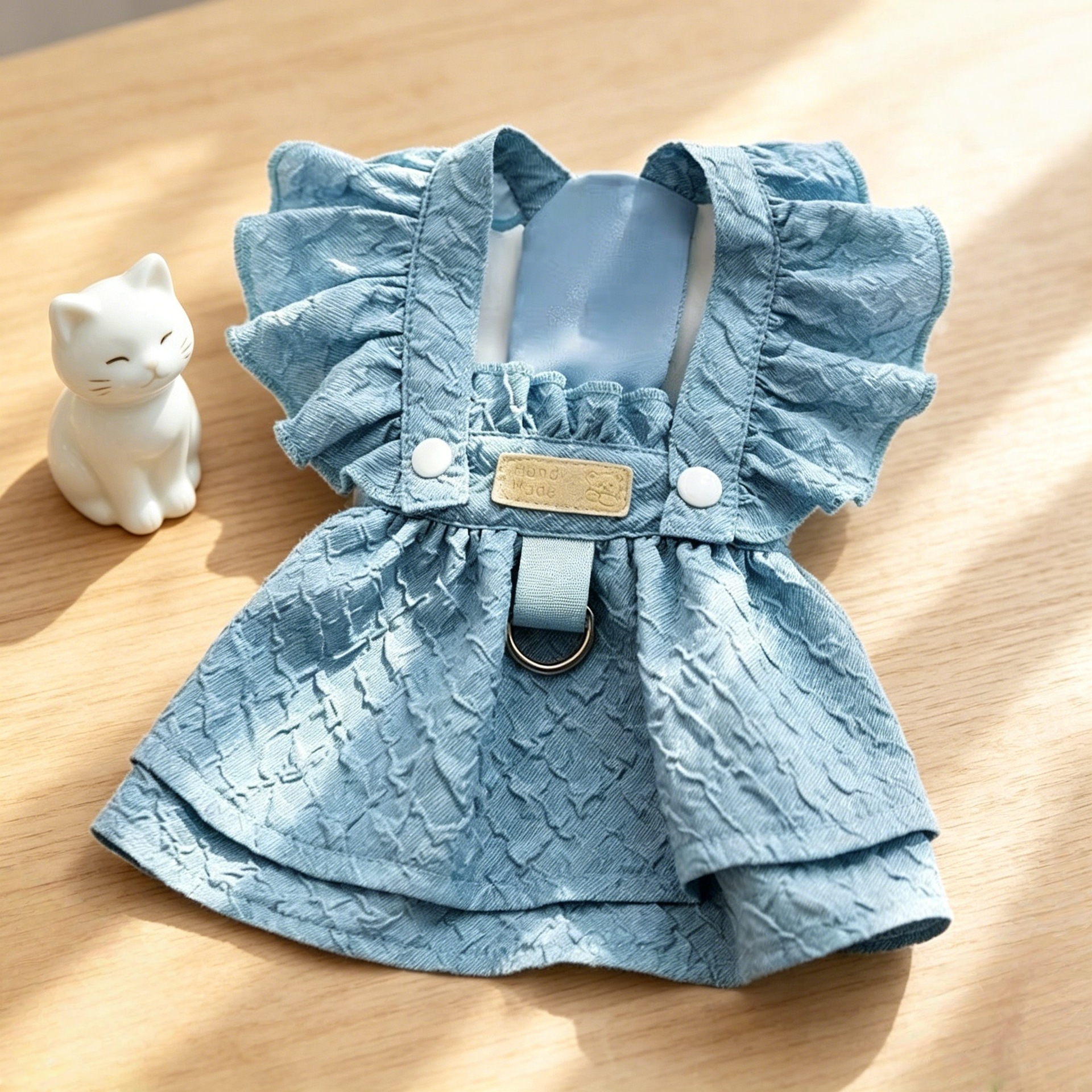 Light blue dress with flutter sleeves (can be pulled)