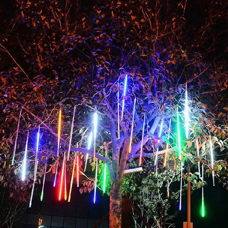 RGB Programmable Rain Drop Tube Lamp Waterproof Outdoor Tree Christmas Stage Club Bar Decor LED Meteor Shower Stick Light