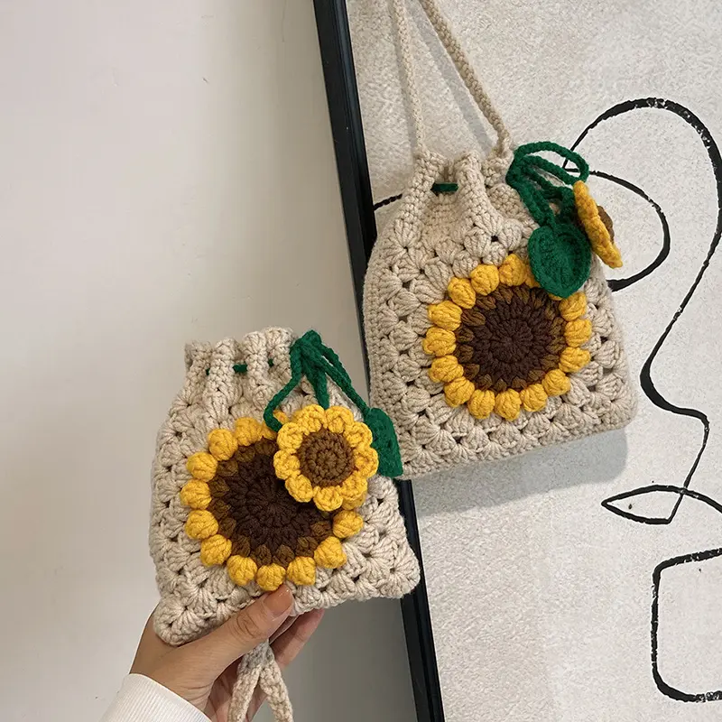 Bolsa de ombro artesanal para crianças, bolsa pequena atravessada em crochê para celular, modelo de 2023