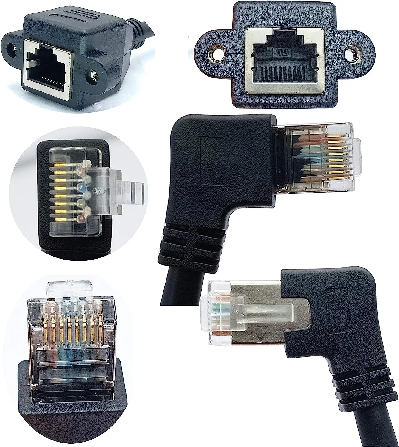 Kabel Patch Ethernet Cat5 CAT6 kustom pabrik kabel LAN dudukan Panel wanita RJ45 kabel jaringan Gigabit OEM Cat 5e Cat8