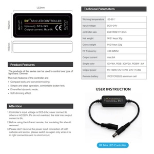 ミニLED調光器コントローラーDC5-24V6A単色ストリップライトワイヤレスRFリモート調光コントローラー用輝度調光可能スイッチ - Product Image 5