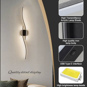 Simple Design Modern Creative Wall Light Bedside Corridor <strong>Loft</strong> Fancy Fashion Style Linear <strong>Led</strong> Wall <strong>Lamp</strong> - Product Image 3