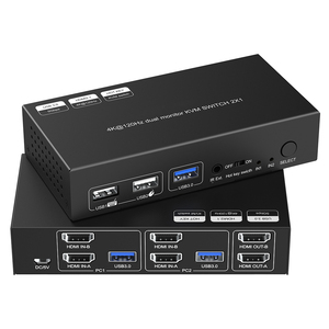 USB 3.0 KVM Switch HDMI Dual Monitor 2 <strong>Output</strong> 2 <strong>Computer</strong> Remote Video Switch hdmi 8K hdmi Kvm Switch 2 Port Dual Monitor