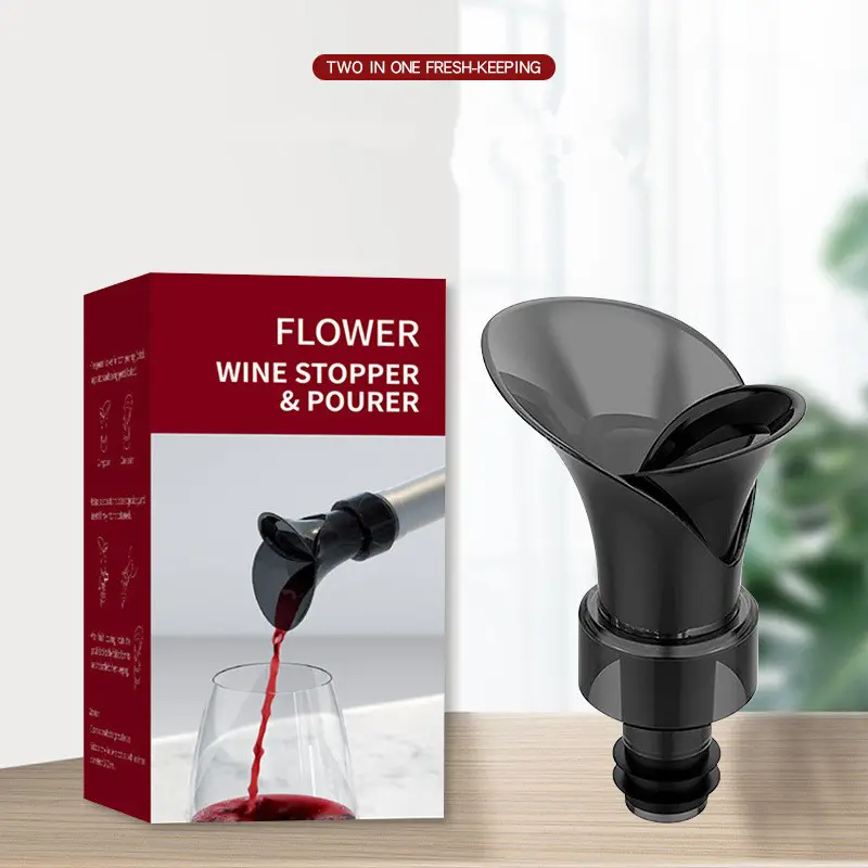 Wine accessories petal shaped red wine vacuum stopper decanter gift set for guests