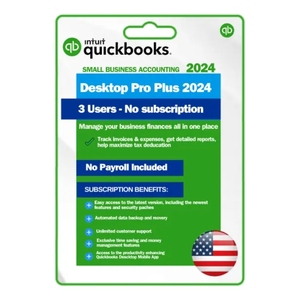 Quickbooks Desktop Pro PLUS 2024 | ผู้ใช้3คน | เวอร์ชั่นสหรัฐ | ไม่มีเงินเดือนสำหรับการชนะ - Product Image 2