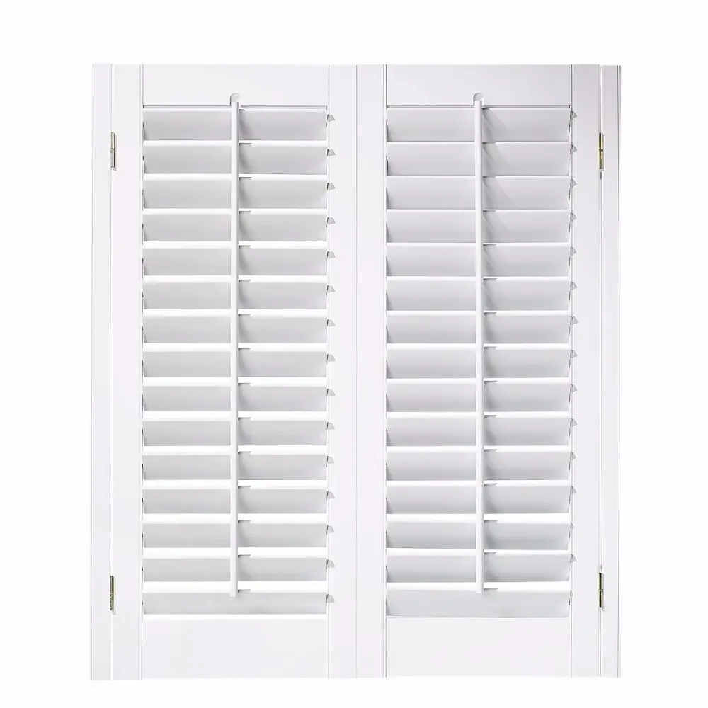 Custom Shutter jendela berbentuk eksterior Basswood perkebunan Shutter tahan air PVC Louver perkebunan luar ruangan Shutter Untuk jendela