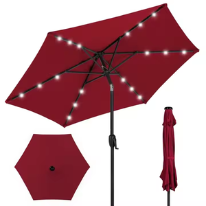 9英尺太阳能发光二极管露台伞桌伞，带泳池甲板和庭院底座 - Product Image 2