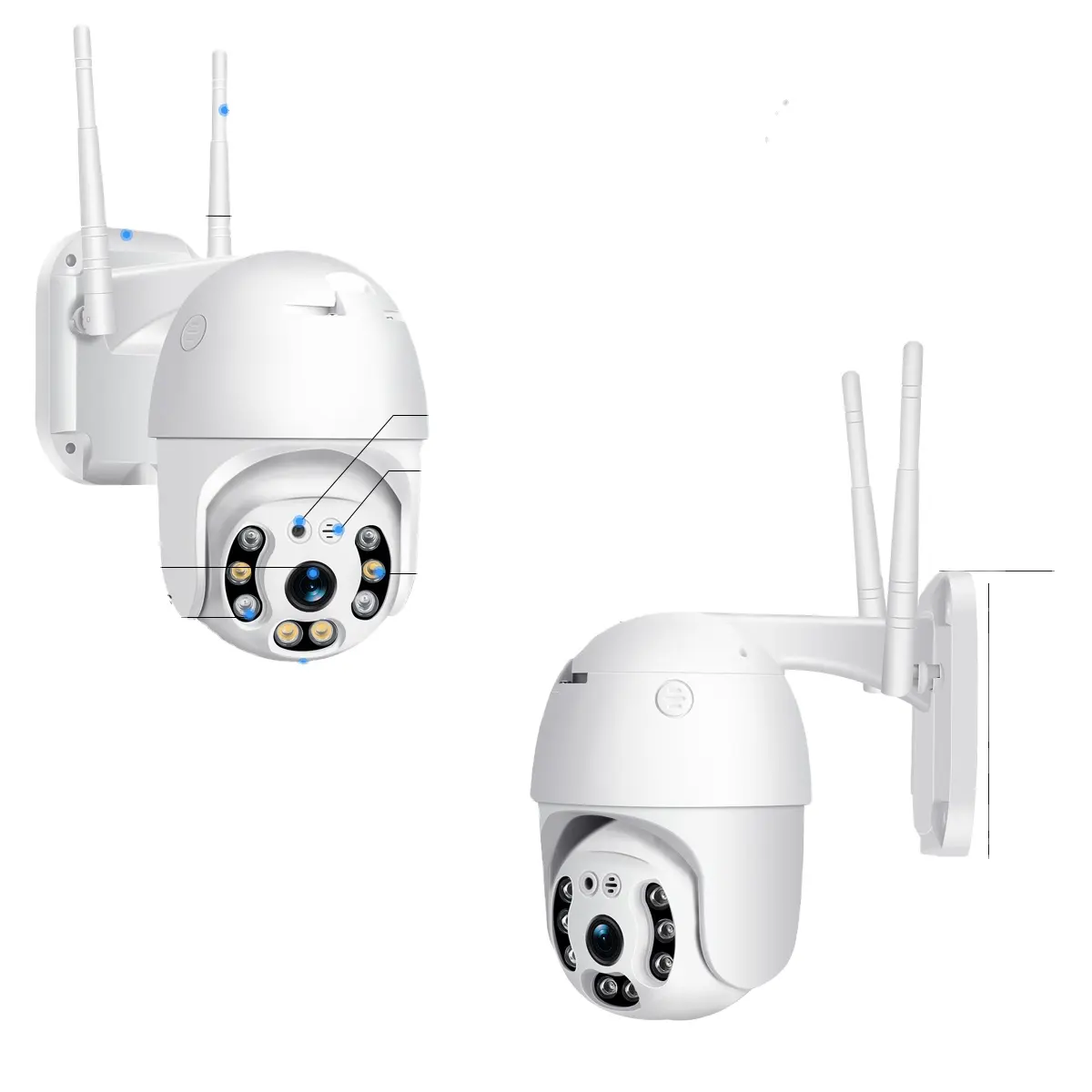Kamera IP Wifi Luar Ruangan, Kamera Keamanan Pan Digital Zoom 2MP Jaringan CCTV Pengawasan IP66 Tahan Air