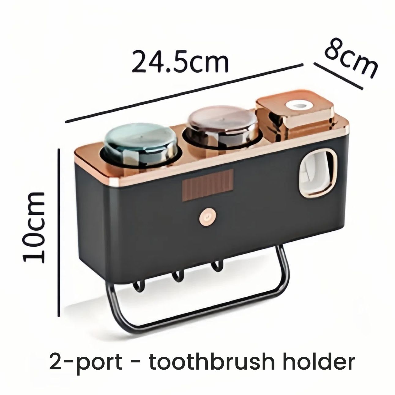 Esterilizador UV para cepillos de dientes, doble vaso, color dorado.
