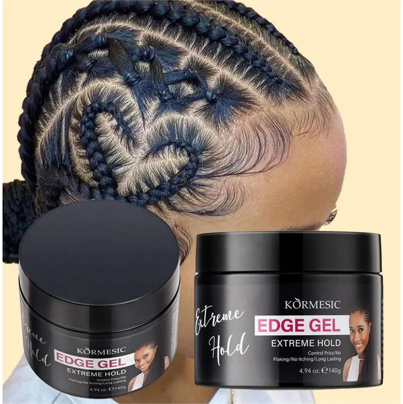 KORMESIC OEM/ODM gel pour tresses à la cire capillaire marque privée sans alcool ni bord blanc gel pour tresses contrôle des bords