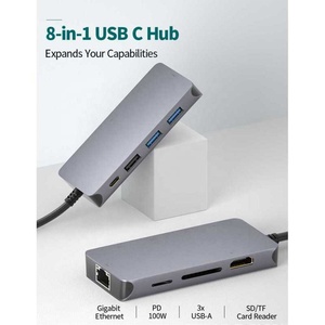 พอร์ต8ใน1ฮับ USB-C เครือข่ายหลายช่องแบบพกพา4K HDTV USB Type C HUB 4K GIG abit Ethernet - Product Image 2