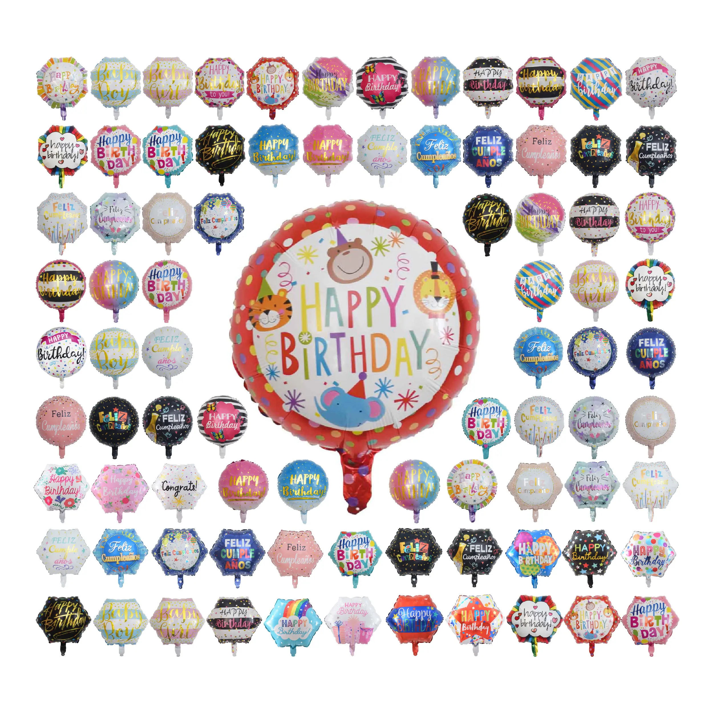 Groothandel Verjaardag Ballon 18 Inch Gelukkige Verjaardag Ronde Helium Globos Spaanse Verjaardag Baby Shower Feestdecoraties Benodigdheden