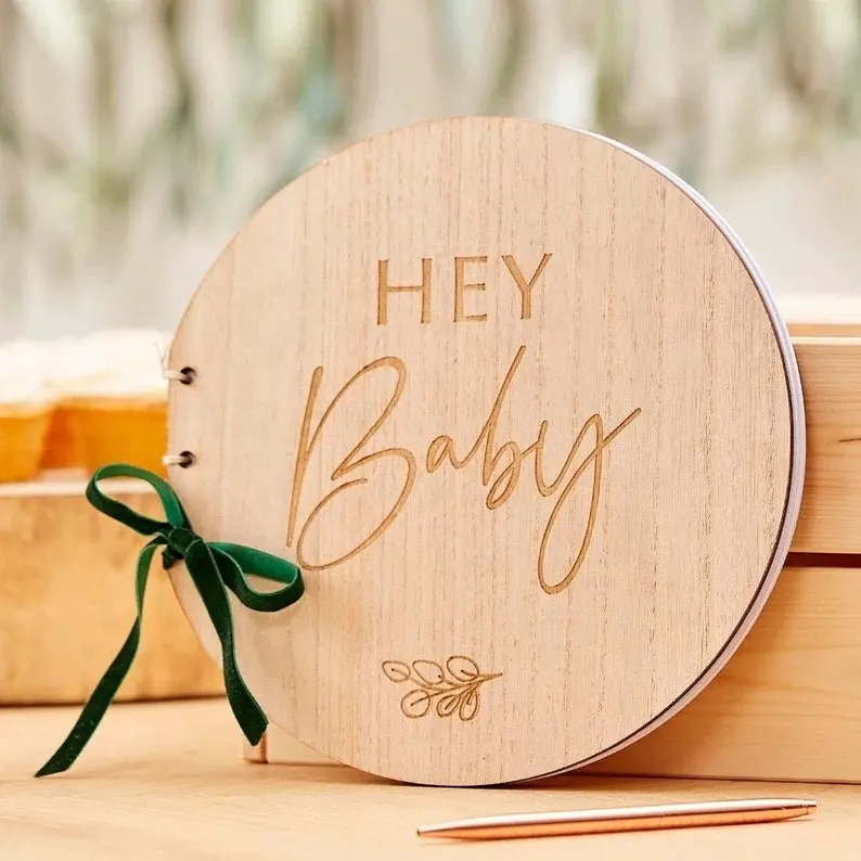 Botanical Baby Shower libro degli ospiti Baby Shower Keepsake legno Hello Baby Cloud libro degli ospiti