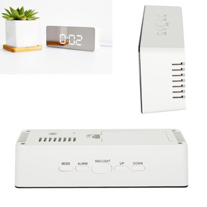 目覚ましライト電子大時間温度表示時計LEDミラーAlar m時計デジタルスヌーズ時計 - Product Image 5