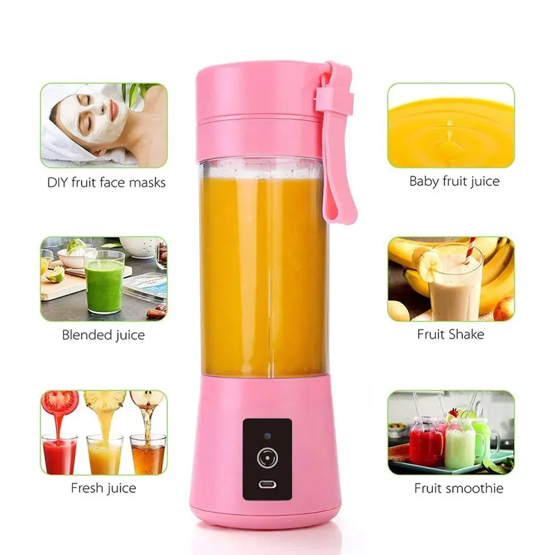 Juicer buah portabel es Smoothie 6 pisau Mini rumah USB isi ulang Blender portabel