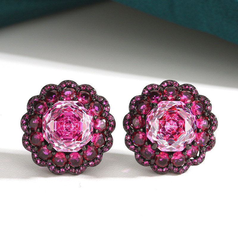 Black gold rose earrings