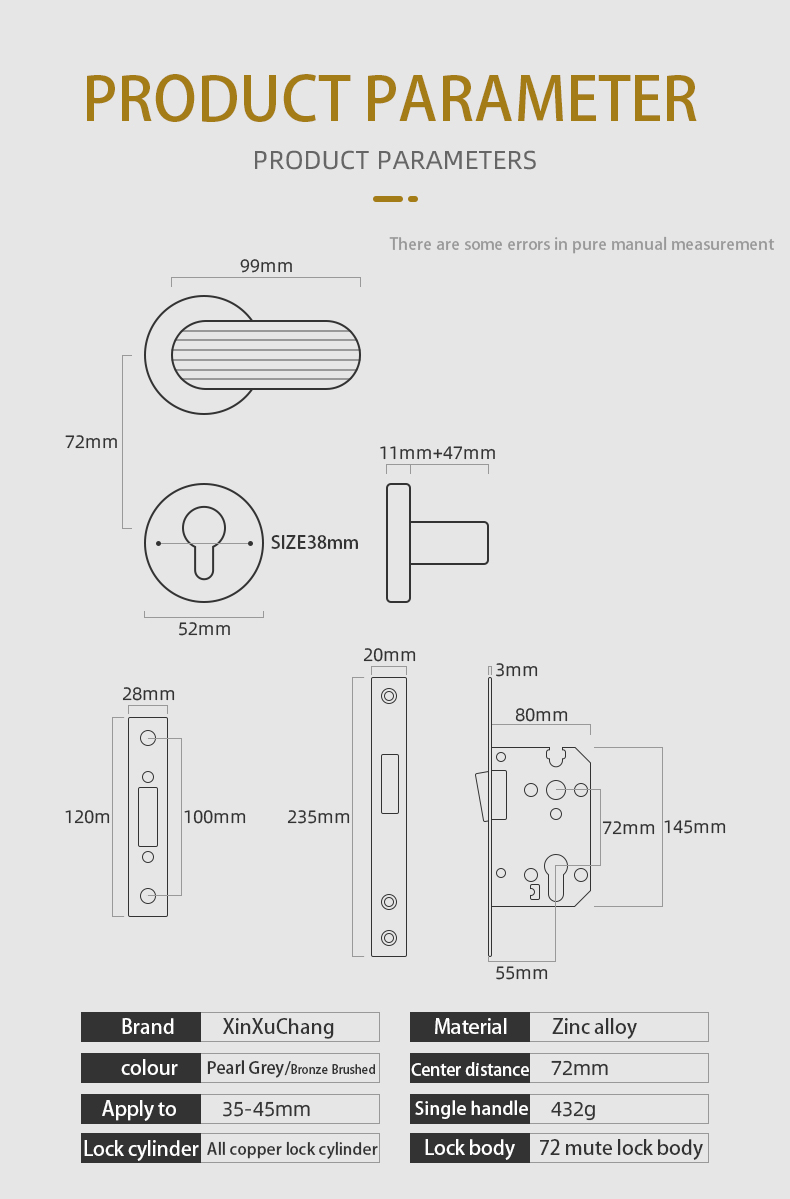 Door Handles Outside and Locks Round Door Handle European Style Interior Locks Handles