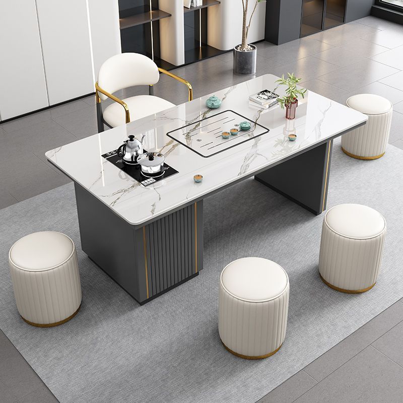 Mesa de té de 1,2 metros, 1 silla de lujo ligera y 4 taburetes redondos