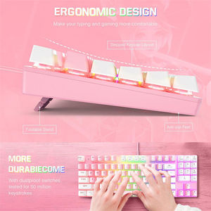 G26 + CW905 Wired Gaming <strong>Keyboard</strong> <strong>Mouse</strong> Set <strong>White</strong> Pink G26 Wired Mechanical <strong>Keyboard</strong> 89-keys <strong>Computer</strong> Accessories - Product Image 4