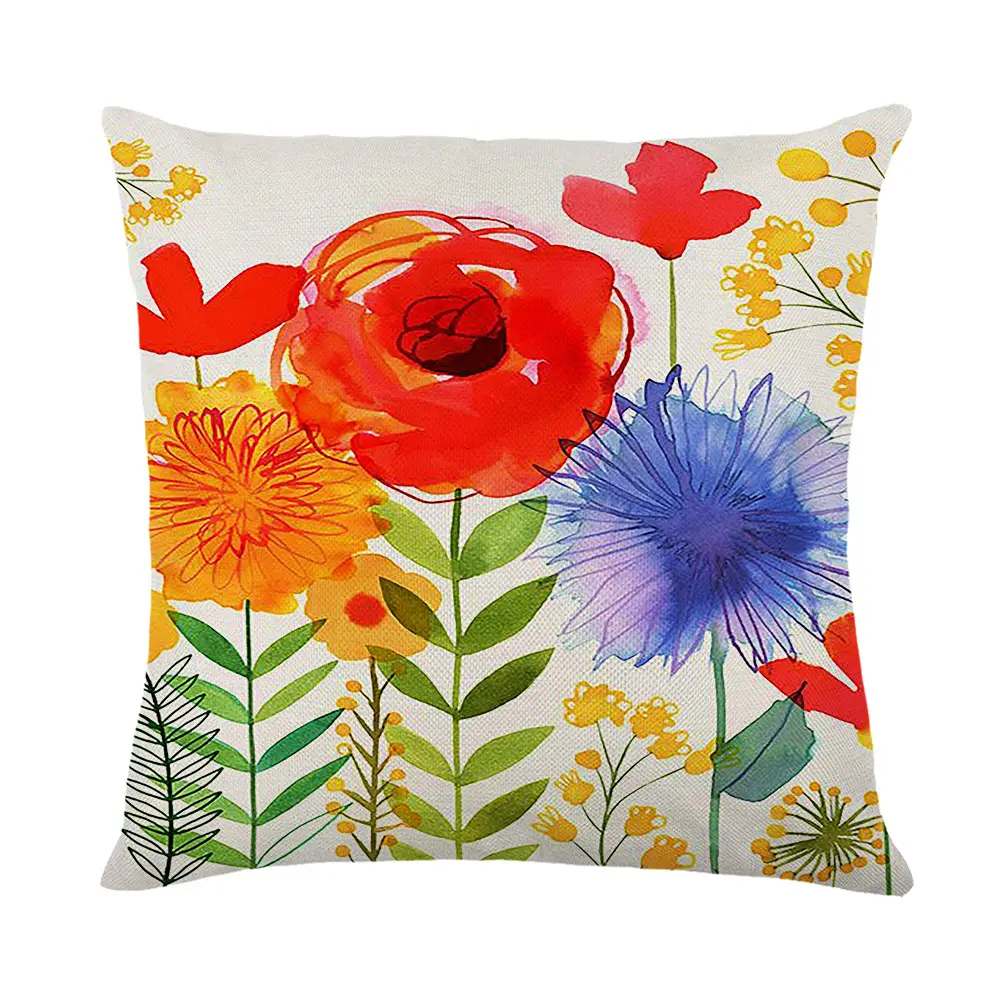 Fodera per cuscino decorativo all'ingrosso della sedia del tulipano dell'acquerello fodera per cuscino del fiore fresco