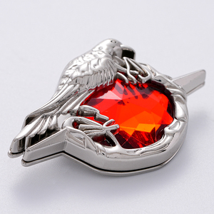 Crow <strong>Ruby</strong> Metal <strong>Brooch</strong> Button Badge Customizable 3D Design Magnet Iron Tin Enamel Plating Embroidered Logo Cartoon Rhinestones - Product Image 5