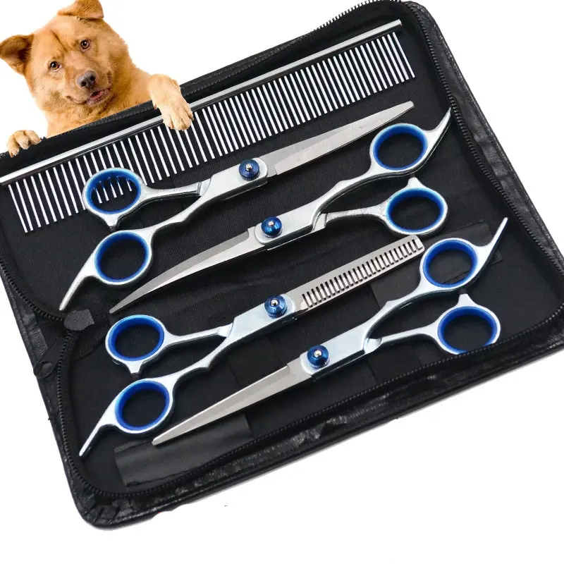 Tijeras de peluquería de acero inoxidable para mascotas, Kit de herramientas de corte para cortar el pelo de animales y gatos