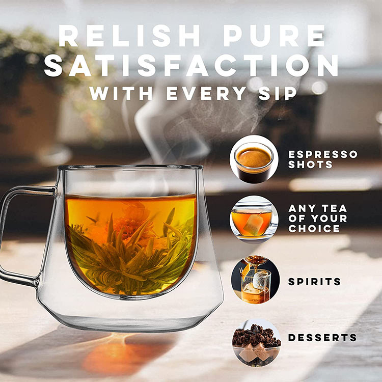 200ml New Style  Double Wall Insulated Glass Tumbler Pyrex Glass Coffee Mugs Tea Cups
