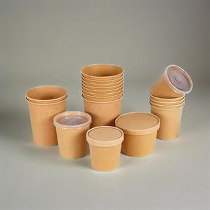 Özel 16oz <span class=keywords><strong>32oz</strong></span> 1000ml tek kullanımlık Take Away dikdörtgen salata sıcak çorba erişte kahverengi Kraft kağıt kase ile kağıt kapak