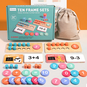 子供のための教育おもちゃ木の学習パズルゲームの赤ちゃんの数を数える子供のための数学のおもちゃ - Product Image 1