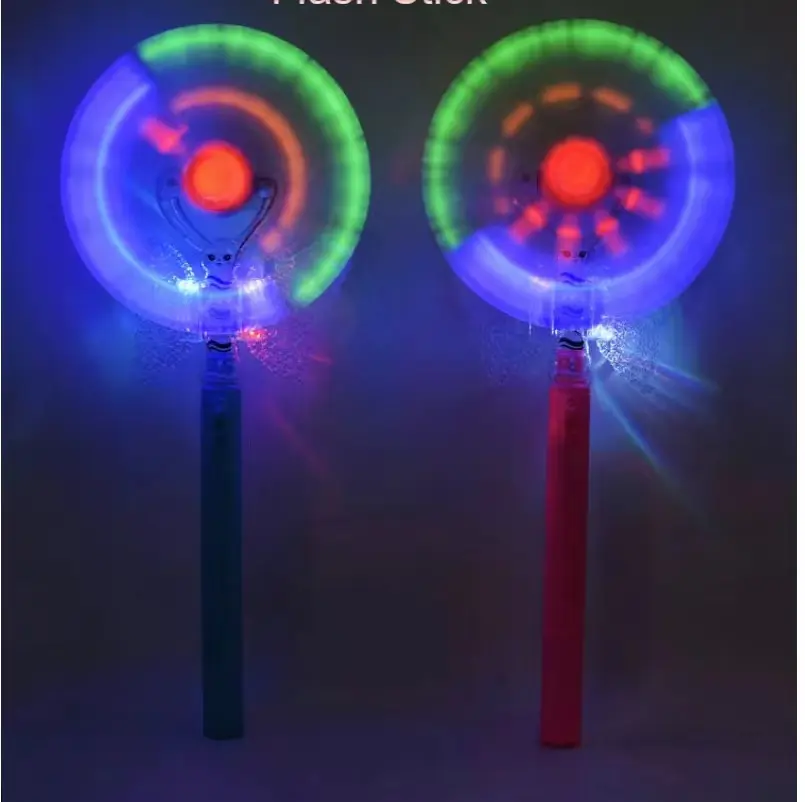 กังหันลมดนตรีผีเสื้อมีไฟ LED,ของเล่นไม้กายสิทธิ์หมุนได้สีรุ้งสำหรับเด็ก
