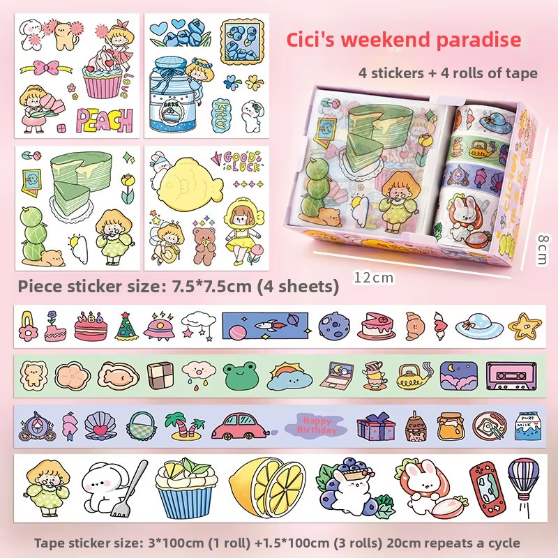 H CICI's Weekend Wonderland (4 pegatinas + 4 rollos de cinta adhesiva)