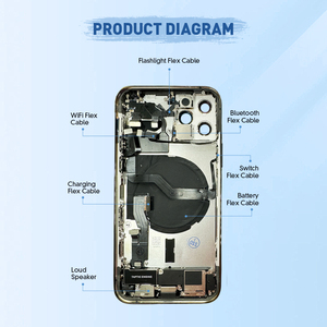 适用于Iphone 14 Pro的带中间框架机箱后盖外壳的原装全电池盖外壳