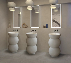 Không thường xuyên hiện đại phong cách Bắc Âu trắng handmade manmake Đá Nhân Tạo phòng tắm đứng rửa lưu vực bệ bồn rửa - Product Image 2