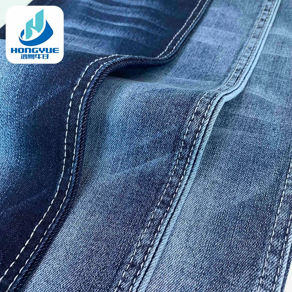 Tecido super macio Siro 3/1 Sarja para jeans, material em estoque para roupas, tecido azul para fazer calças jeans