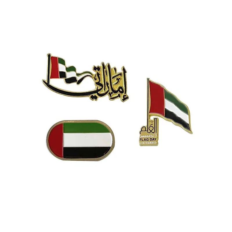 30mm Metal United Arab Emirates UAE Flag day Lapel Pin Saudi Arabia Lapel Pins Badge