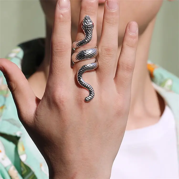 Мужское и женское кольцо в стиле хип-хоп панк из сплава в форме змеи позолоченное кольцо с животным