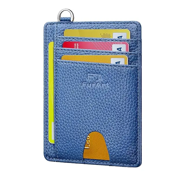 Sanchuan carteira de bolso frontal em couro pu com cartão de crédito RFID de bloqueio minimalista e fino, bom preço personalizado