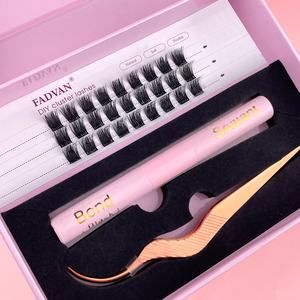Özel etiket C D kıvırmak vizon Diy kirpik segmentli kiti küme kirpik bireysel küme düğüm ücretsiz doğal Diy küme Lashes kiti - Product Image 4