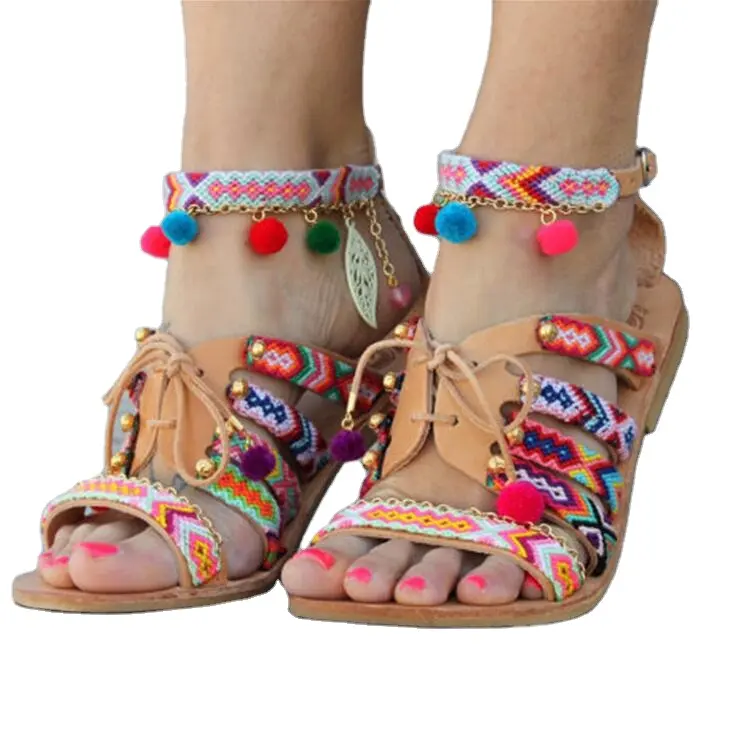 Sandalias Bohemias de estilo étnico para mujer, zapatos de estilo popular