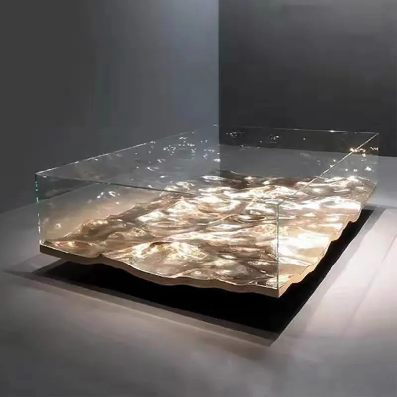 ग्लास पारदर्शी वर्ग ग्लास कॉफी टेबल फाइबर प्रबलित प्लास्टिक कॉफी टेबल एक्रिलिक आकार क्रिस्टल टेबल फर्नीचर