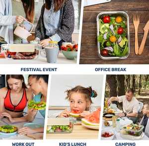 5 <span class=keywords><strong>g</strong></span>ói 22oz cao thủy tinh Borosilicate nhà bếp lưu trữ container PP có nắp đậy + Silicone con dấu kín máy rửa chén lò vi sóng an toàn - Product Image 5