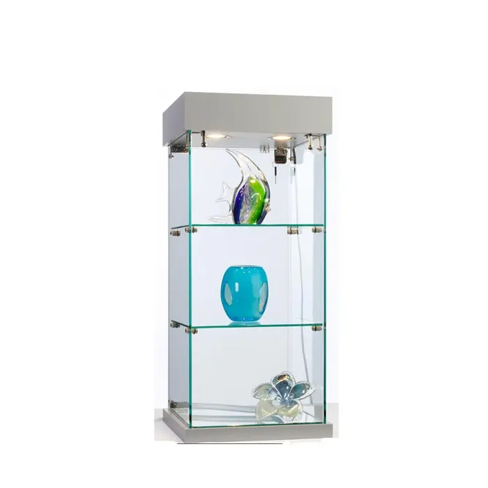 Exibição de vidro personalizada pequena joias, balcão de vidro com luz