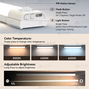 Tira LED USB dual recargable con sensor de movimiento, temporizador de armario de cocina emisor de blanco cálido para uso doméstico - Product Image 5