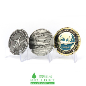 Bán Sỉ Đồng Xu Tùy Chỉnh Giá Rẻ Số Lượng Lớn Đồng Xu Thử Thách Kim Loại Hình Máy Bay Airman Mạ Bạc Tráng Men 3D - Product Image 2